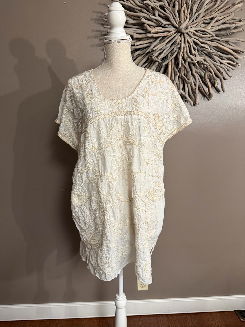 Zara embroidered short sleeve oversized top